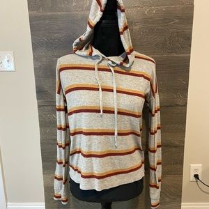 Grey cropped sweatshirt with Red and yellow stripes